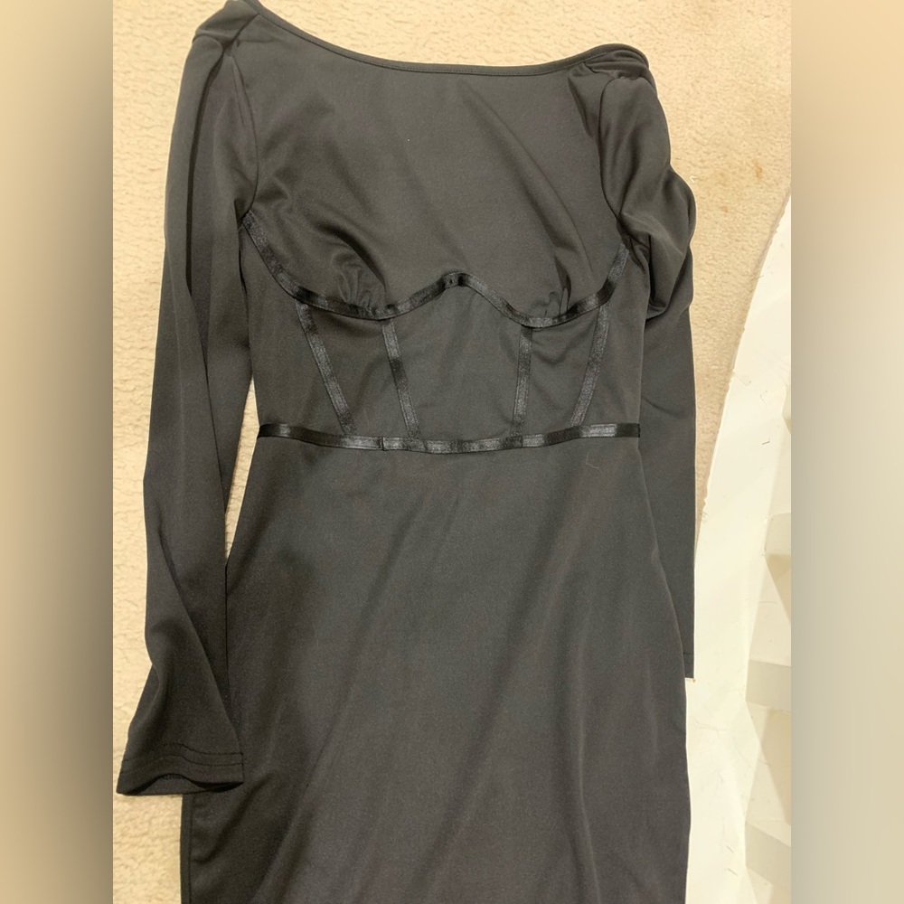 Black open back dress